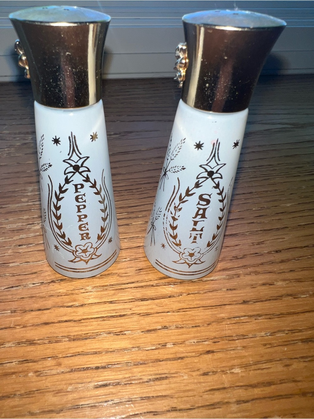 Vintage Religious White and Gold Salt & Pepper Shakers - Decorative Home Accents